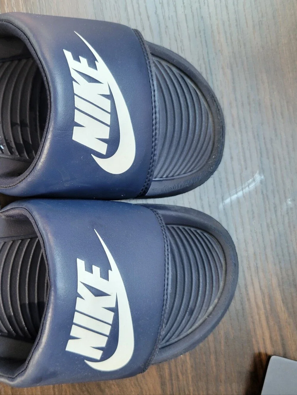 Nike Victori One Navy Slides Mens Size 9 Comfort Gym Casual Slip On Athleisure